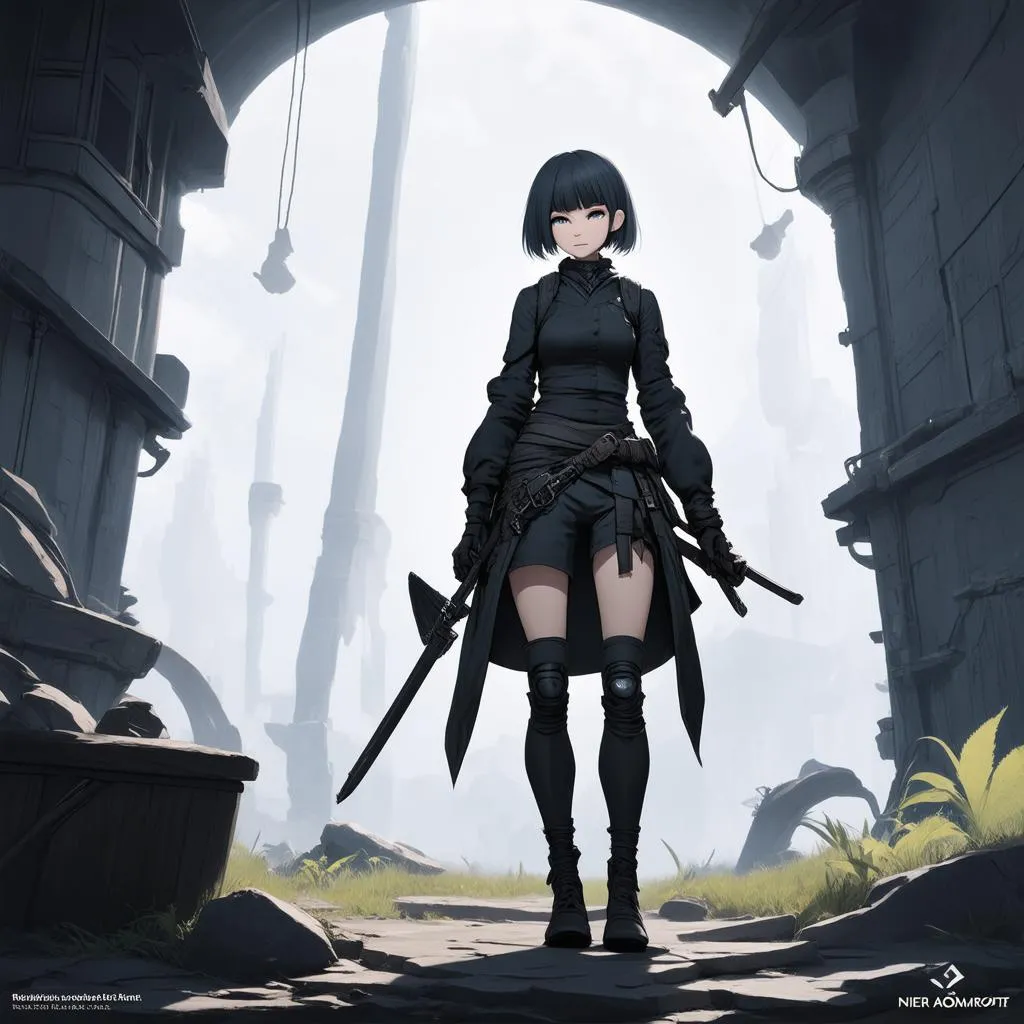 Hình ảnh nhân vật A2 trong game Nier Automata