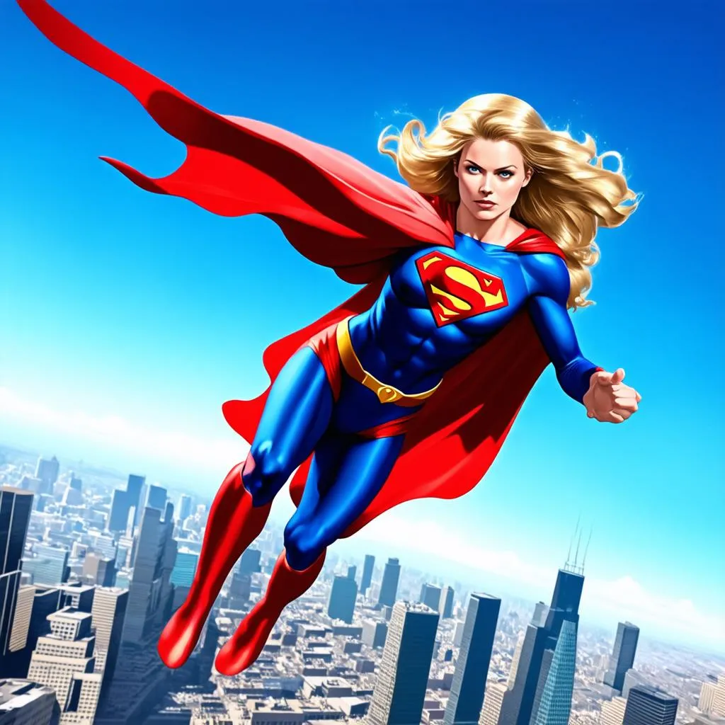 Supergirl bay lượn trên bầu trời