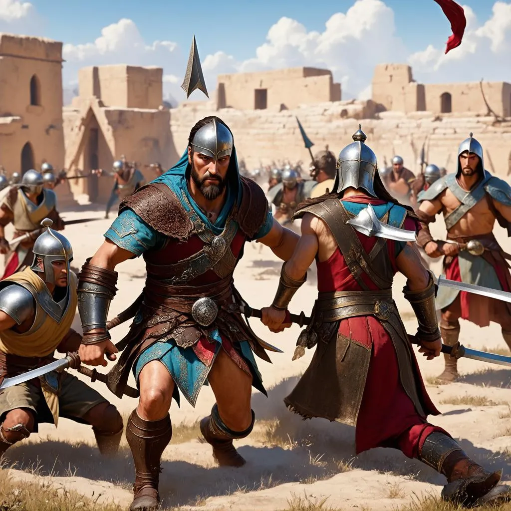 Cảnh chiến đấu trong game AC Odyssey