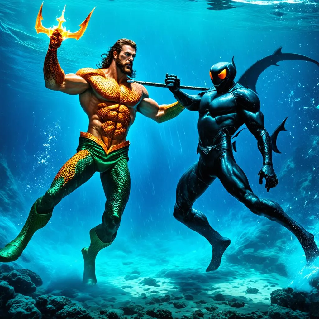 Aquaman chiến đấu với Black Manta