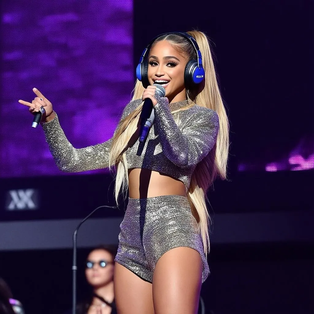 Ariana Grande trong trang phục biểu diễn