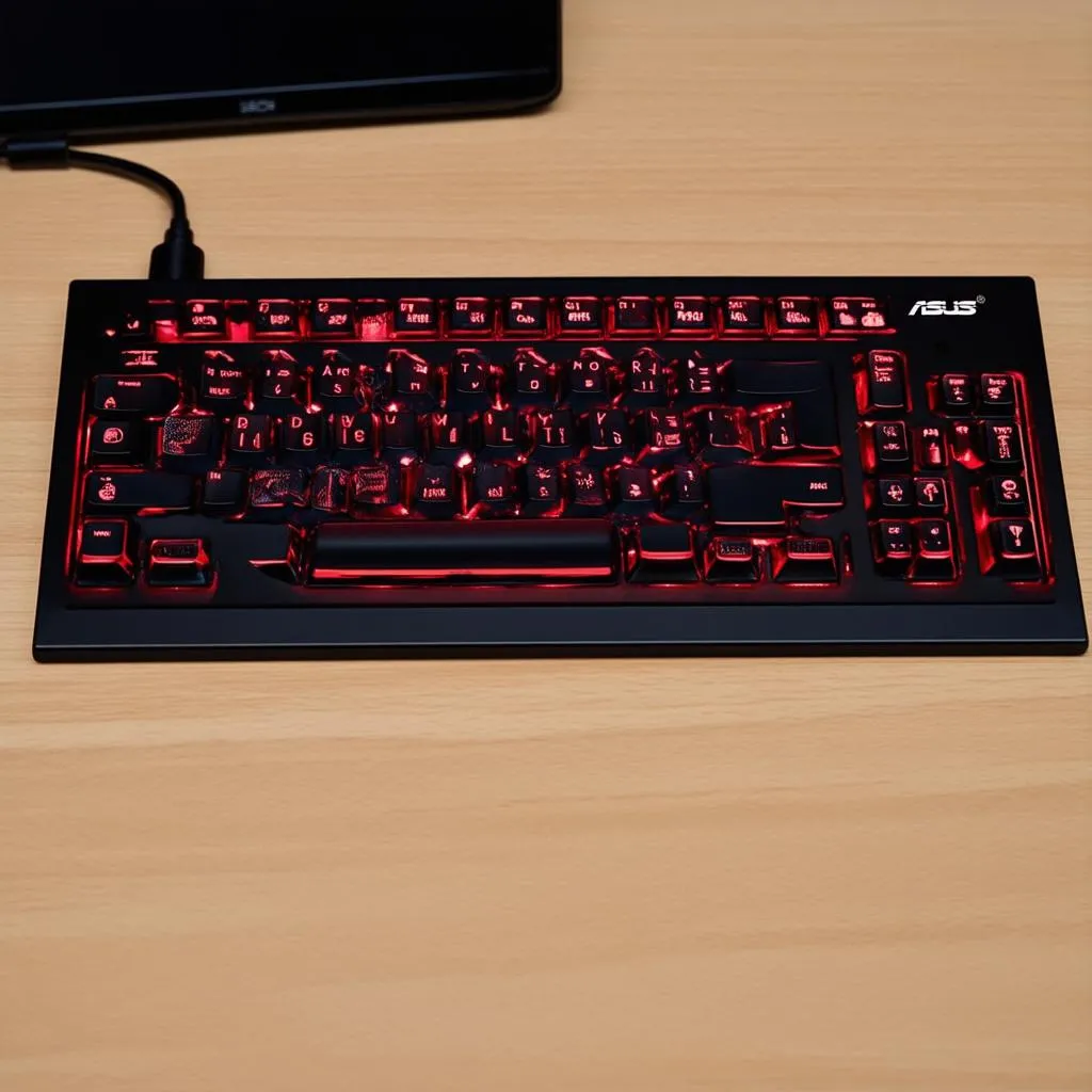 Close-up of the Asus FX505DD keyboard