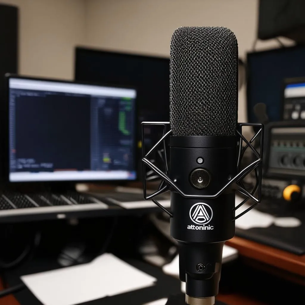 Micro thu âm Audio-Technica AT2020 trong phòng thu chuyên nghiệp