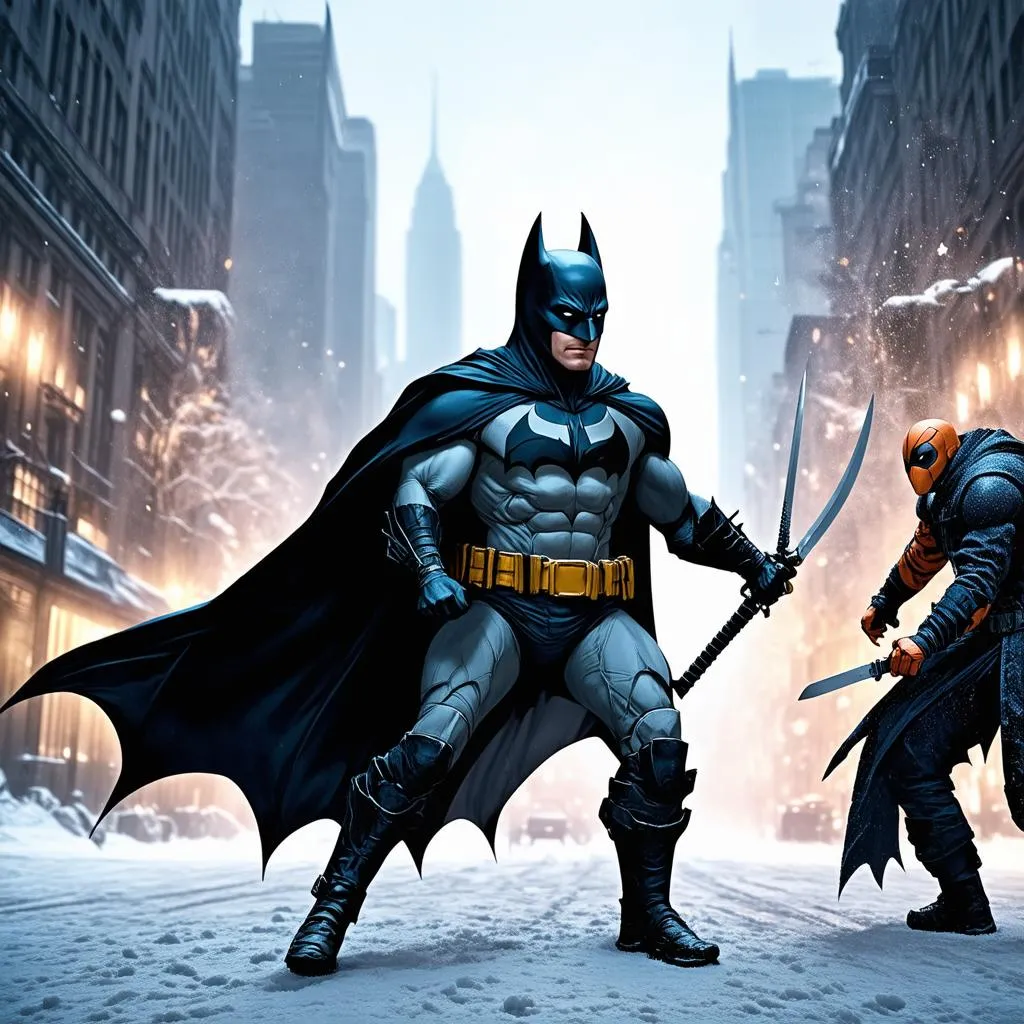 Batman fights Deathstroke