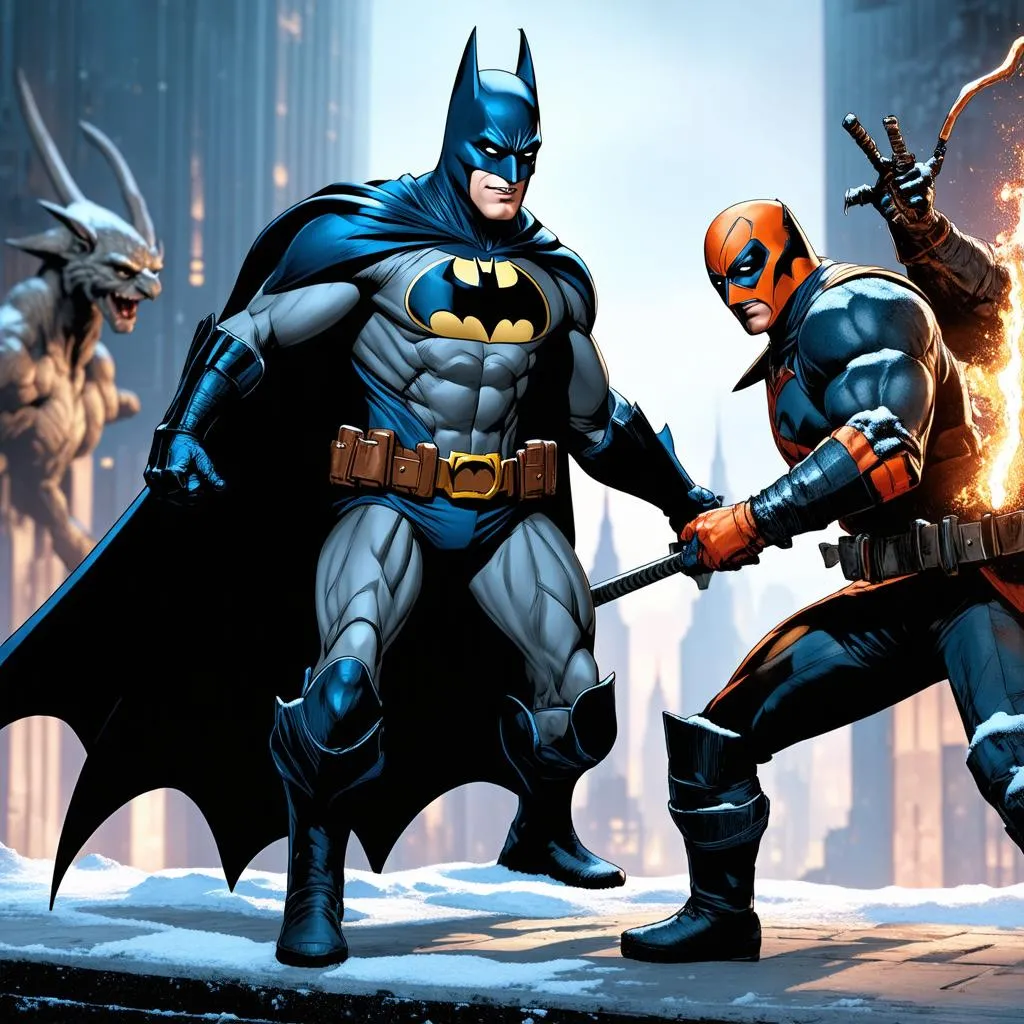 Batman and Deathstroke Fight