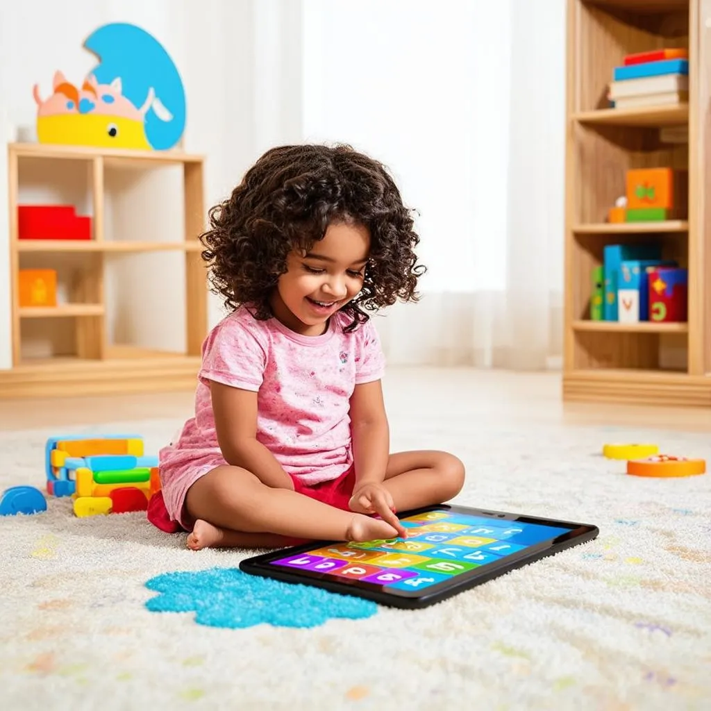 girl playing english for kid game