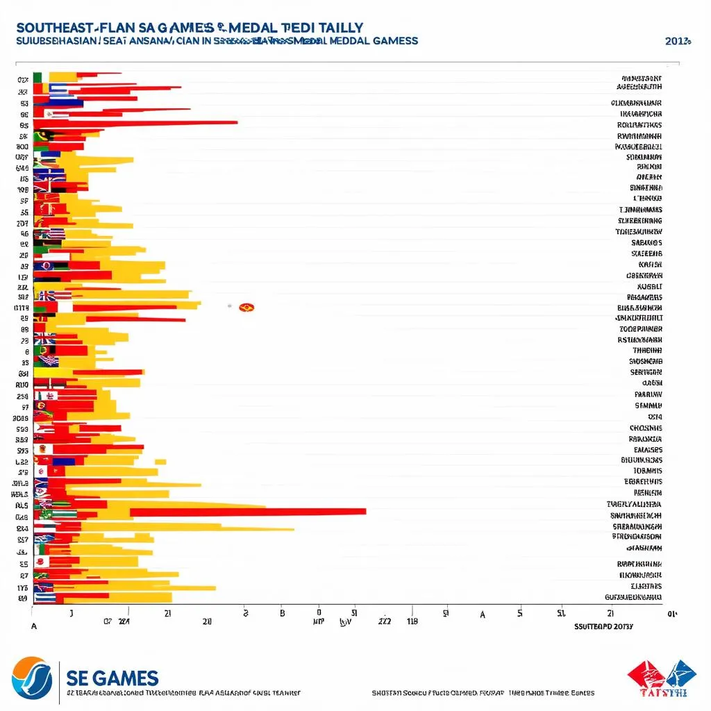 Biểu đồ thể hiện sự thay đổi thứ hạng của các quốc gia Đông Nam Á trên bảng xếp hạng huy chương SEA Games qua các kỳ SEA Games