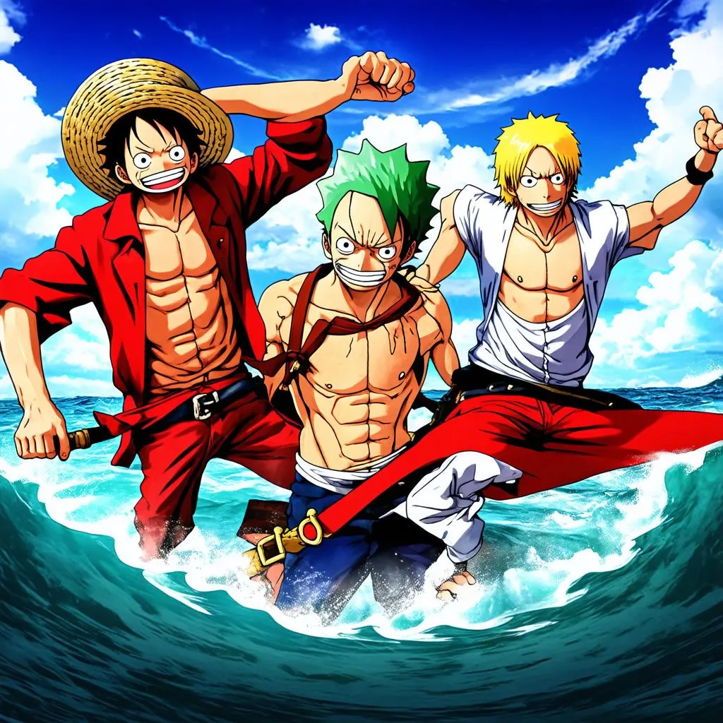 Bộ ba quái vật băng Mũ Rơm: Luffy, Zoro và Sanji