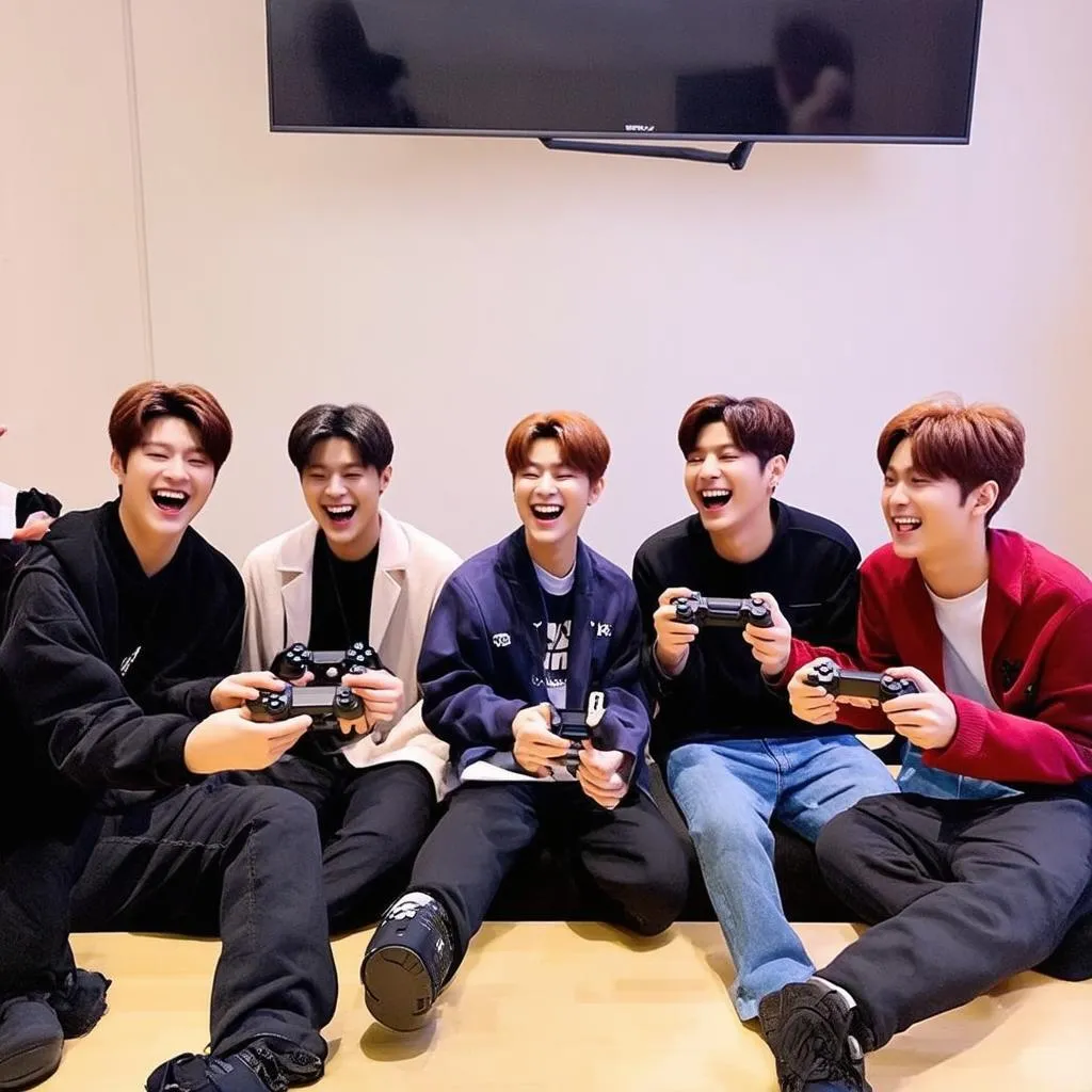 BTS members enjoying games