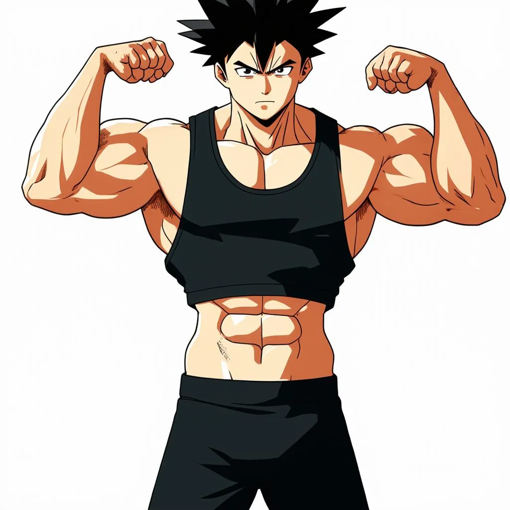 Hình ảnh buff anime boy model góc nhìn phía trước