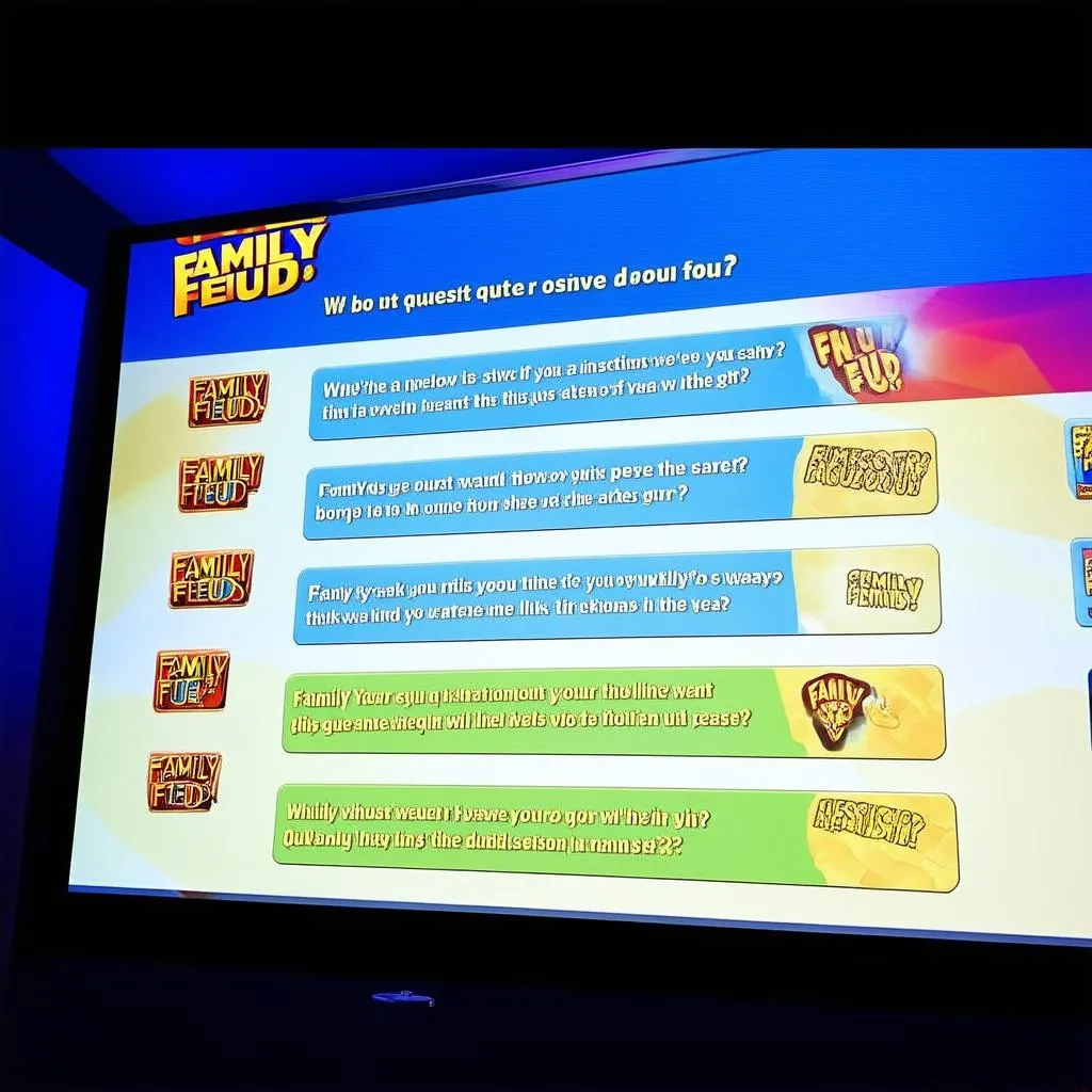 Family Feud questions on screen