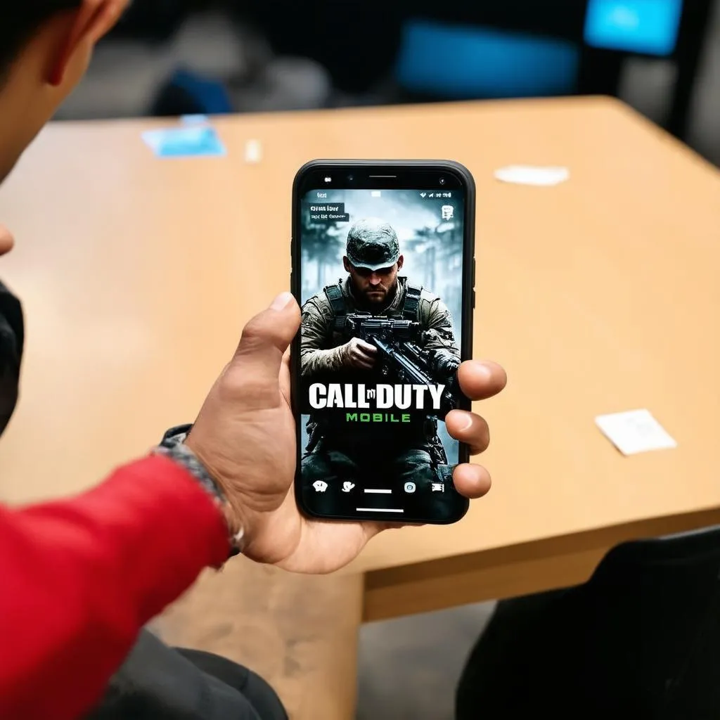 Game thủ chơi Call of Duty: Mobile trên điện thoại