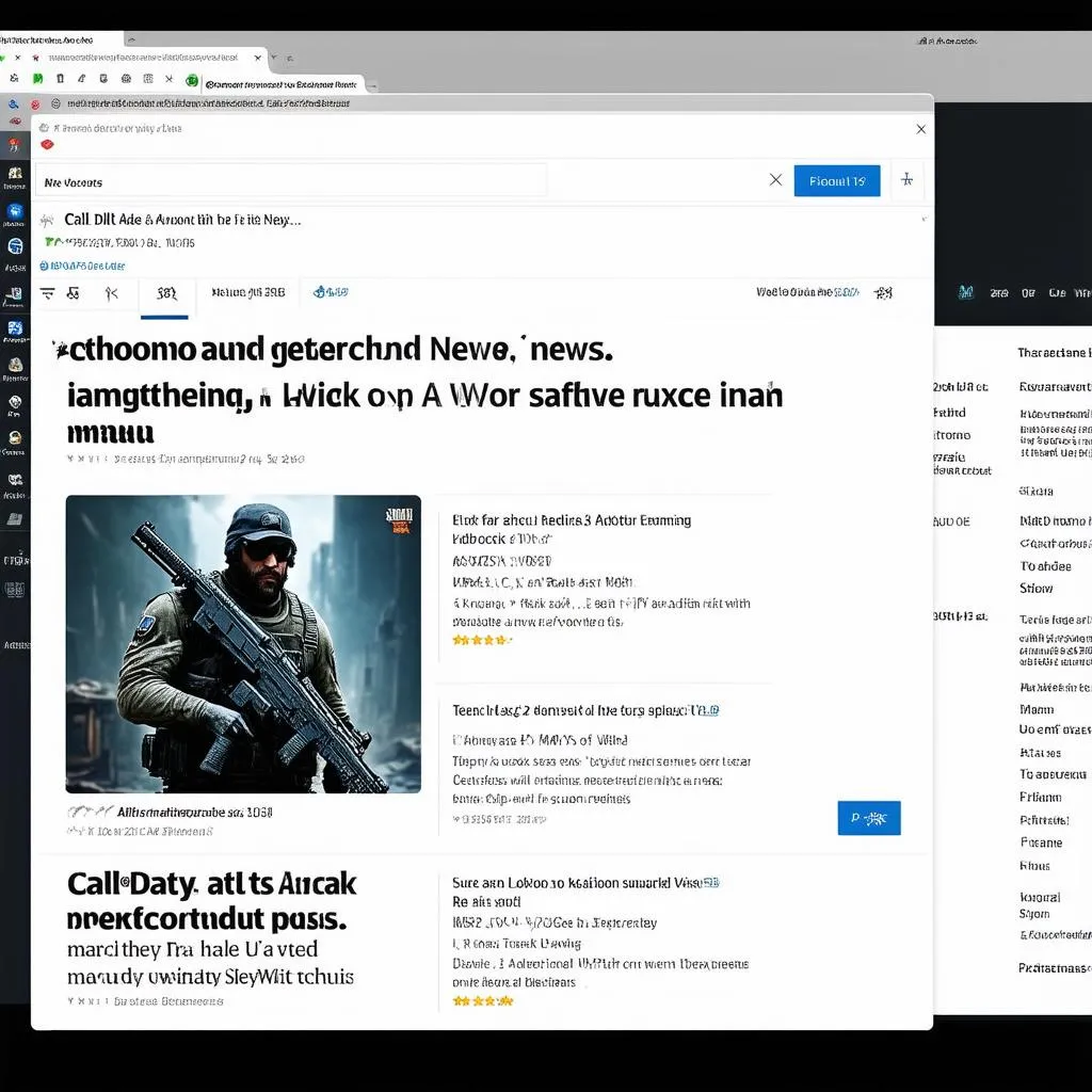 Màn hình hiển thị tin tức về Call of Duty