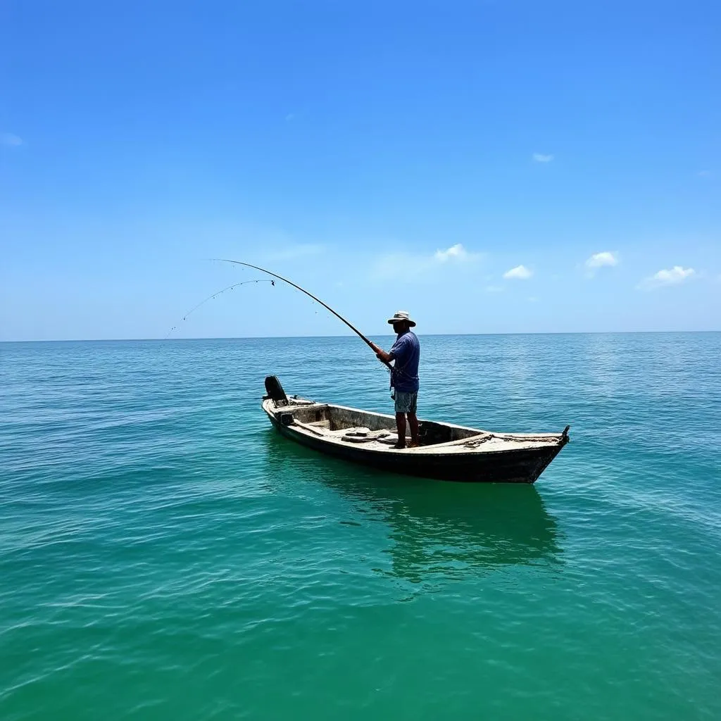 câu cá trên biển