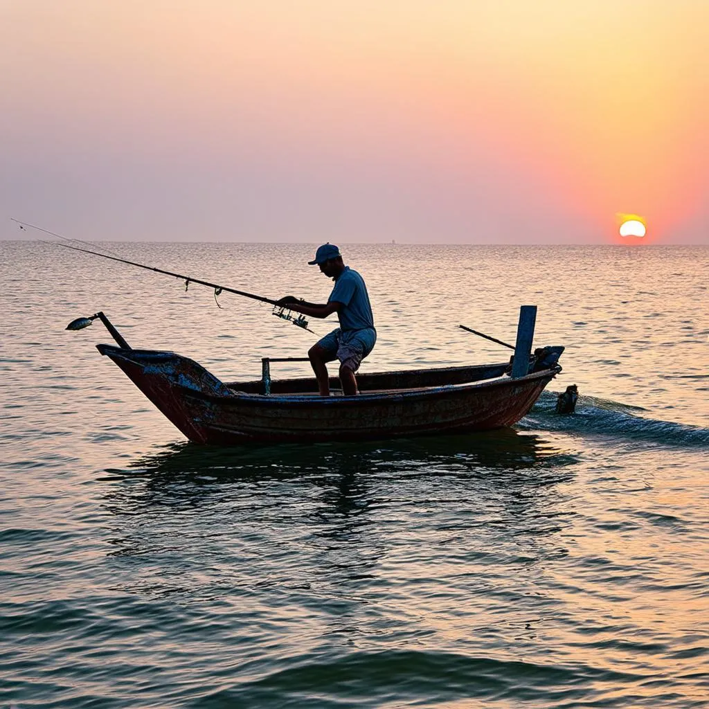 Câu cá trên biển