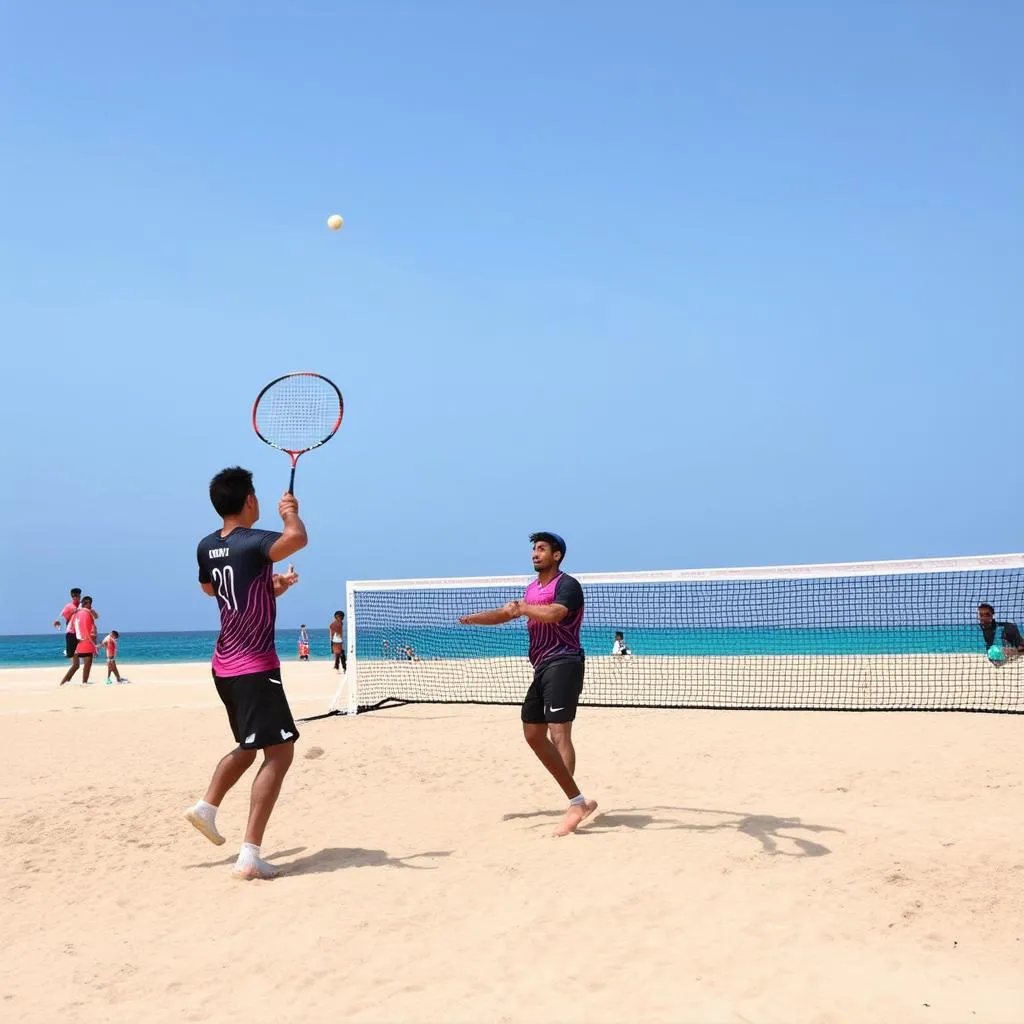 Trận đấu cầu lông bãi biển tại ANOC World Beach Games 2019