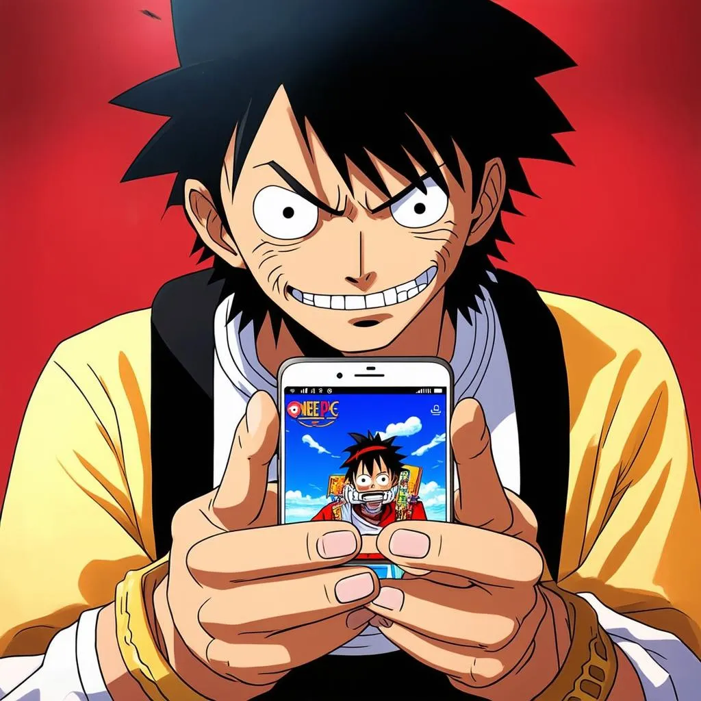 Playing One Piece game on mobile phone