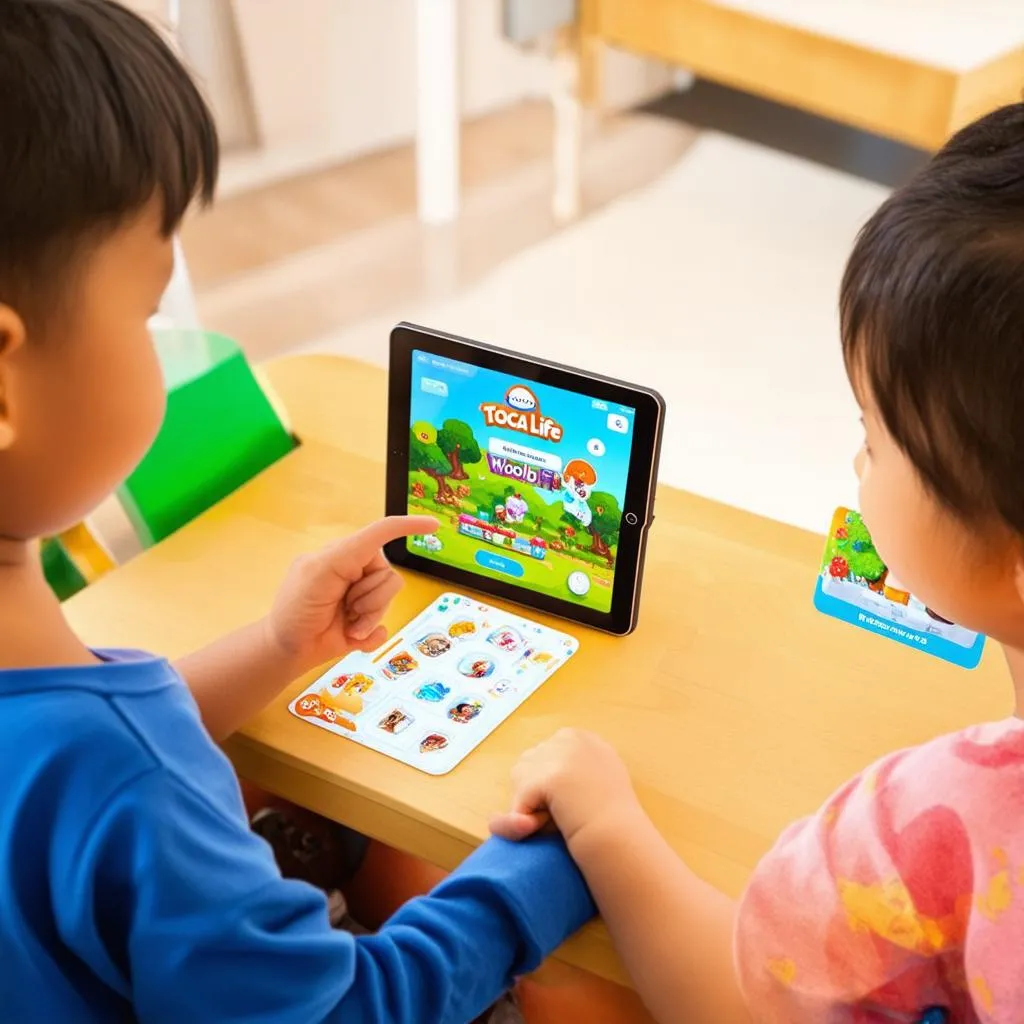 Trẻ em chơi game Toca Life World