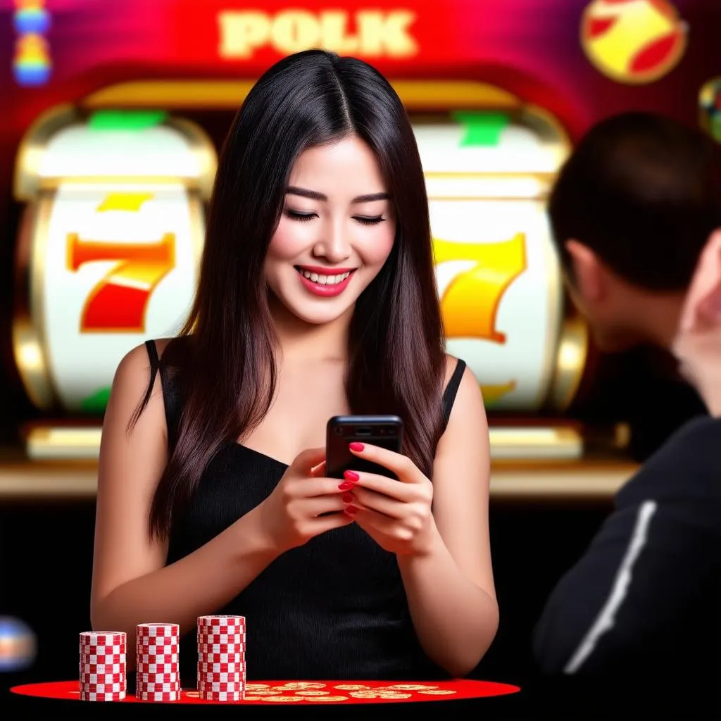 Cô gái chơi Live Slot Game