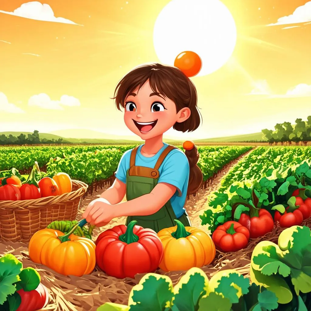 Cô gái đang thu hoạch rau củ trong Harvest Moon