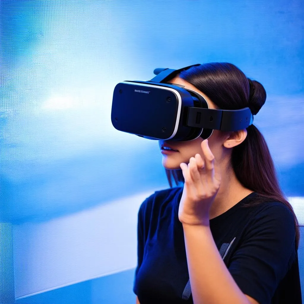 Cô gái đeo tai nghe VR