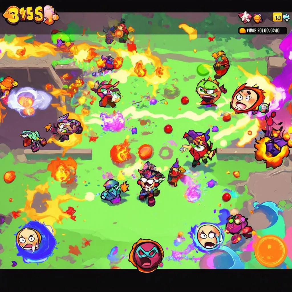 A screenshot of a crazy game with vibrant colors and chaotic gameplay.