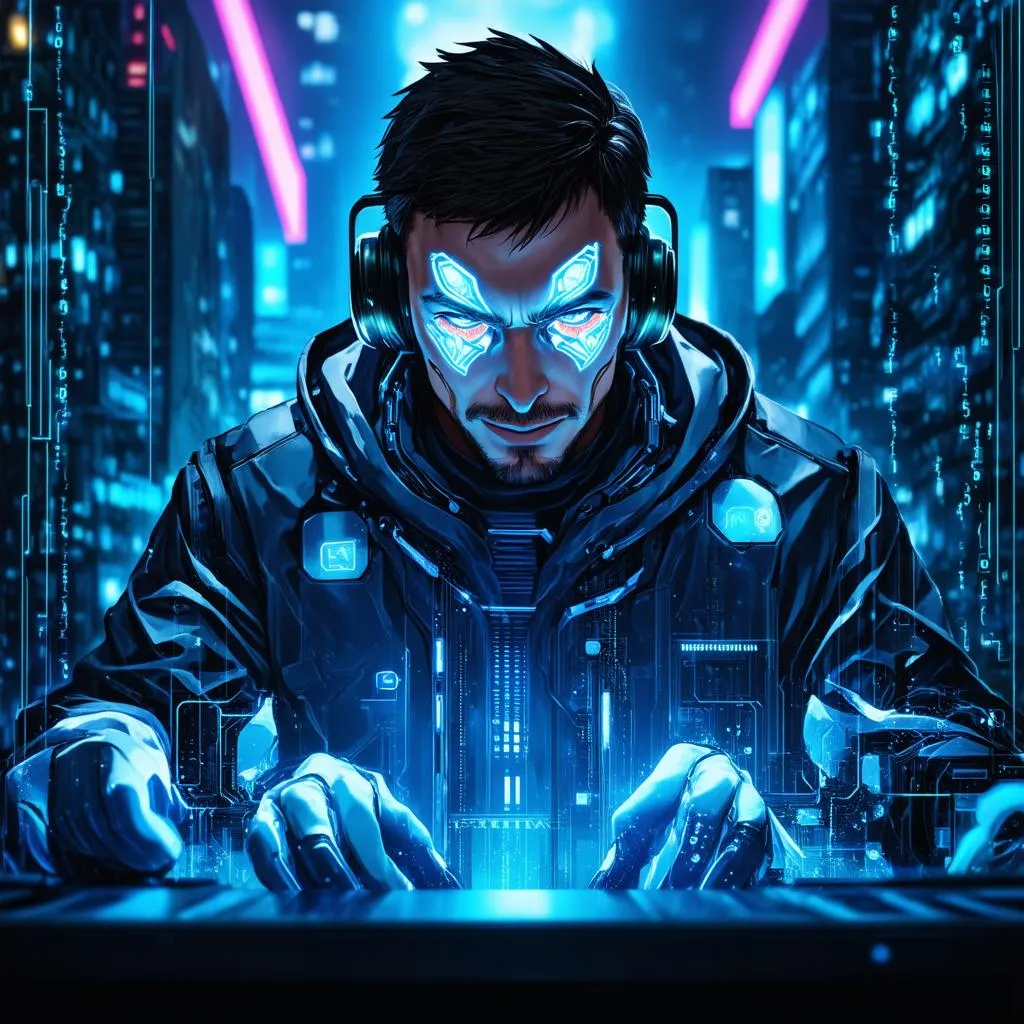 Netrunner đang hack vào hệ thống