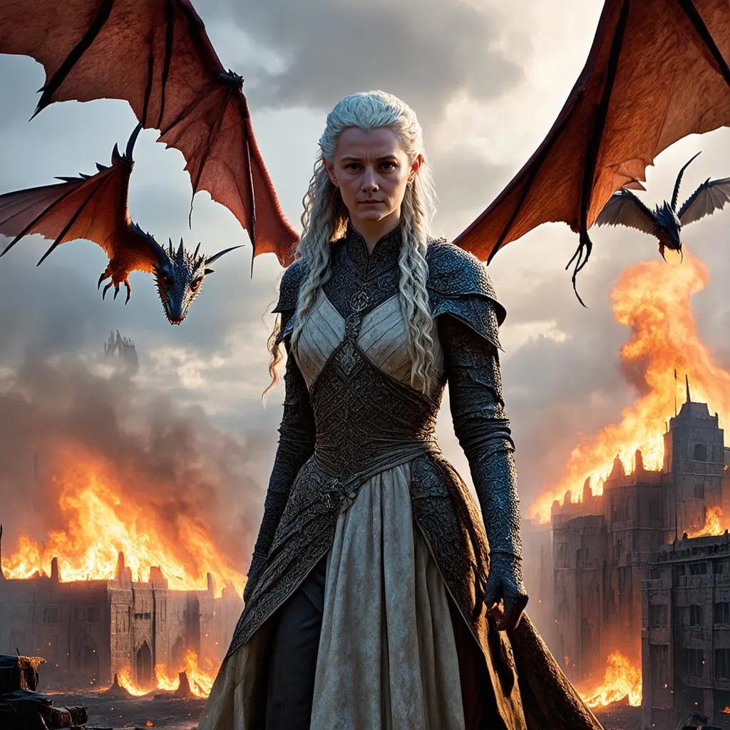 Daenerys Targaryen cùng ba con rồng