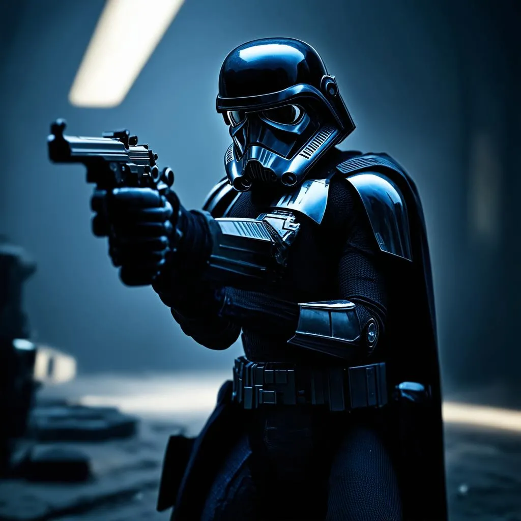 Death Trooper sử dụng súng lục