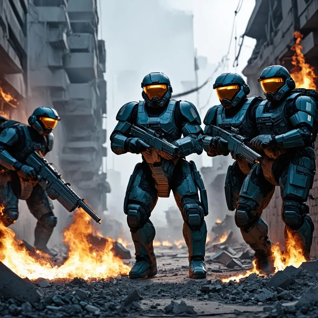 ODST squad fighting Covenant