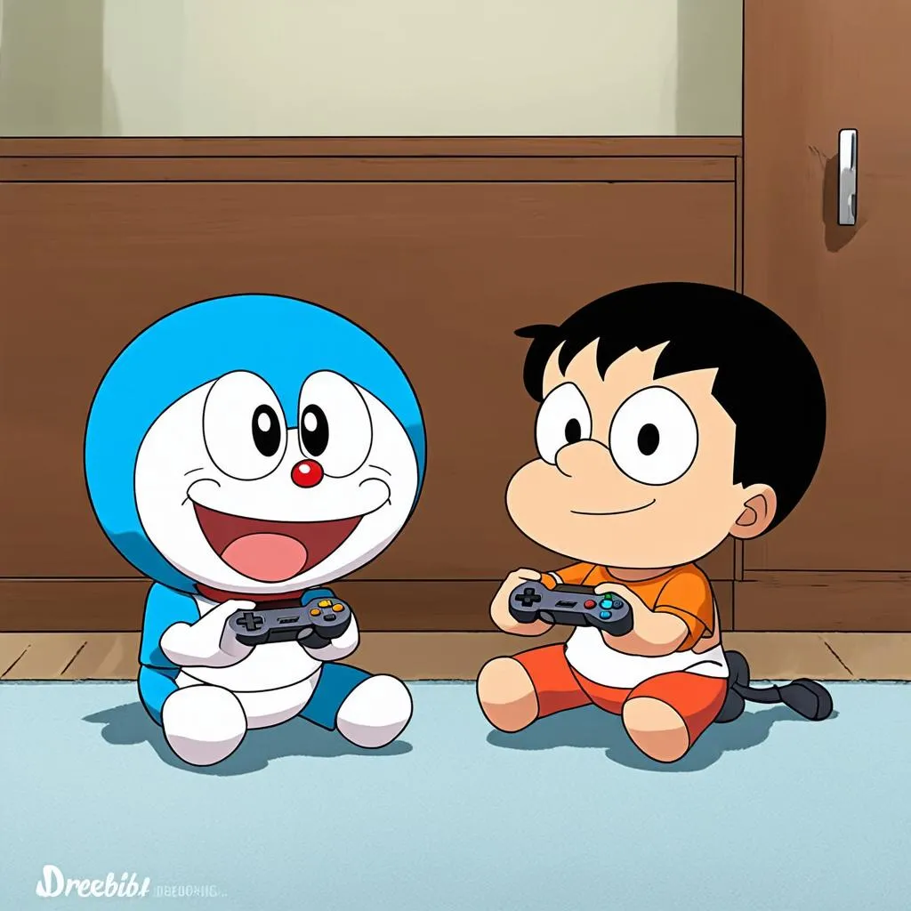 Doremon và Nobita chơi game