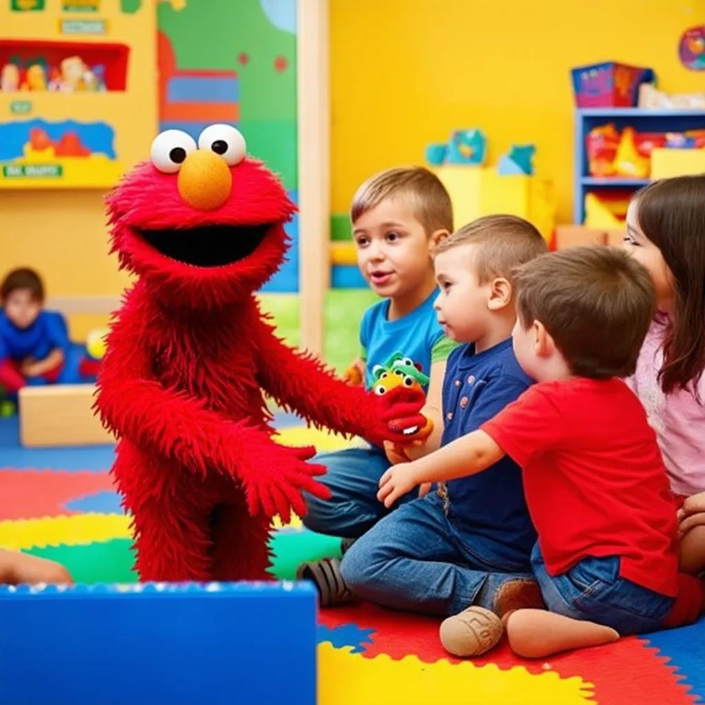 elmo playing with kids