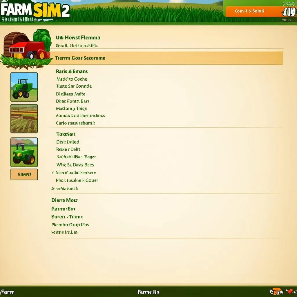 Giao diện Farm Sim 22