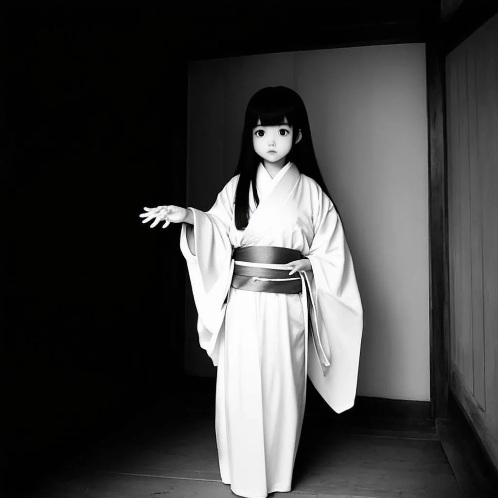 A girl in white kimono