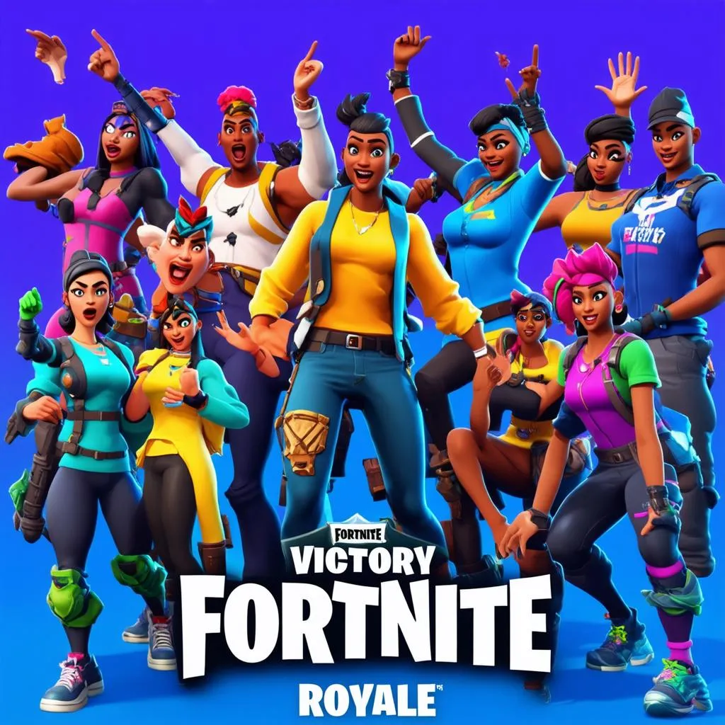 Fortnite characters celebrating a victory royale