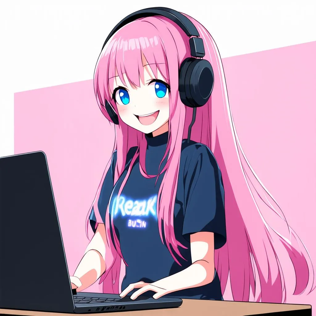 Anime Girl Playing Game