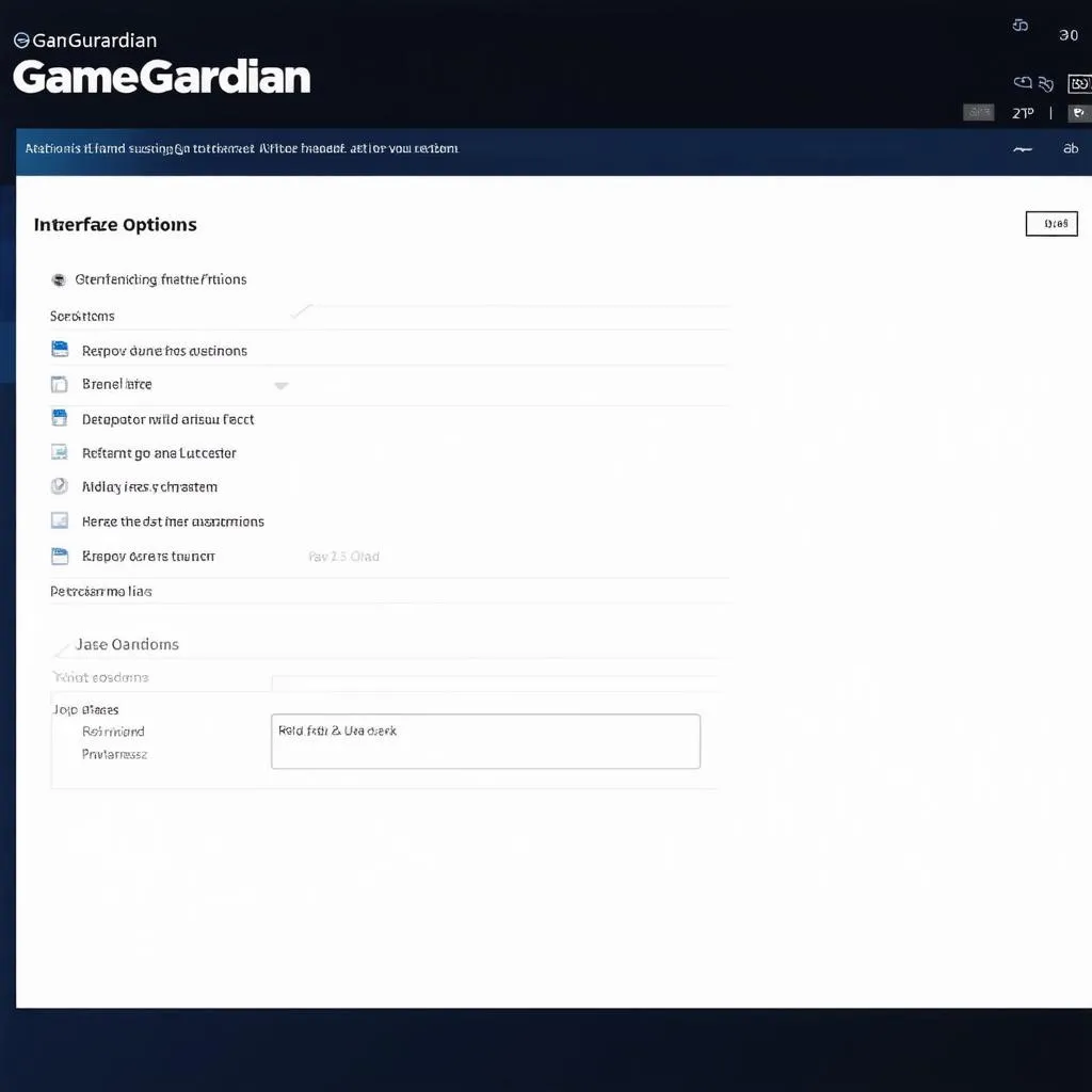 Game Guardian Interface