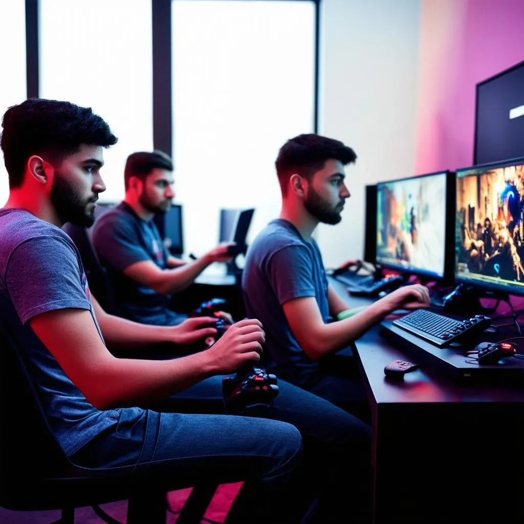 gamers playing game