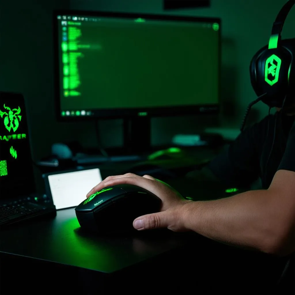 Game thủ sử dụng chuột Razer DeathAdder