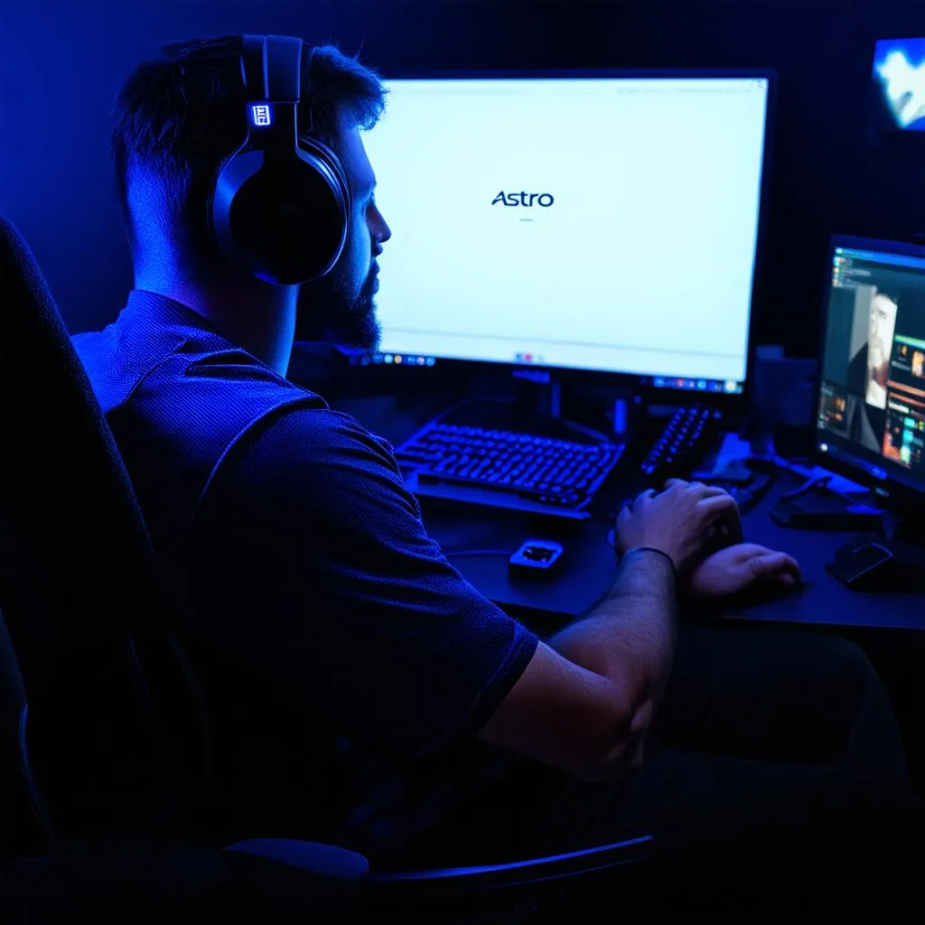 Gamer Wearing Astro A50 Headset