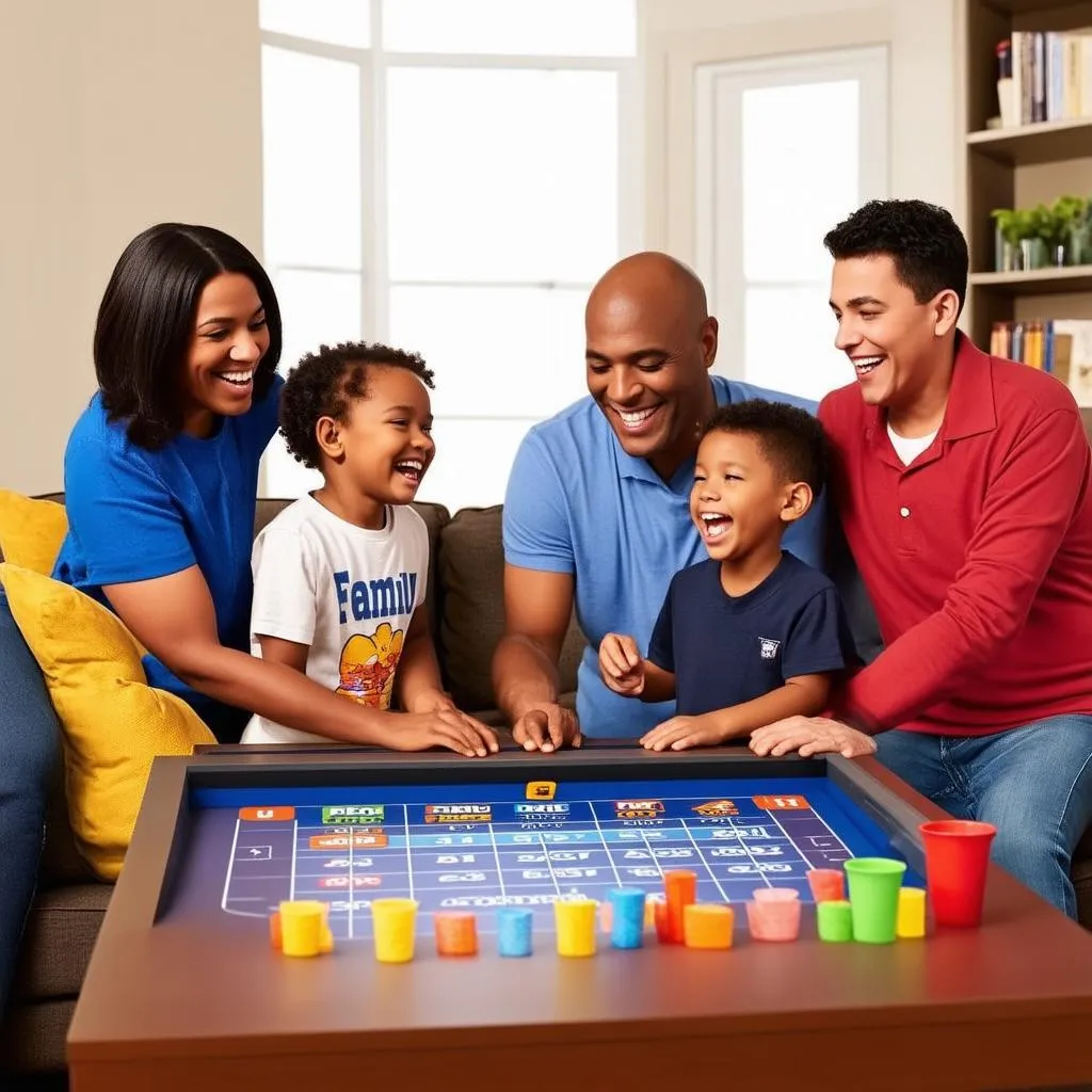 Family playing Family Feud together