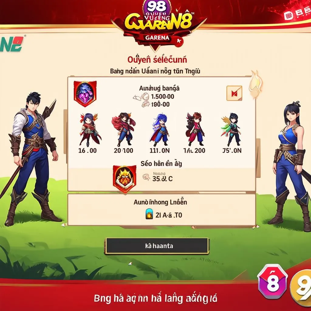 Giao diện game Quyền Vương 98 Garena