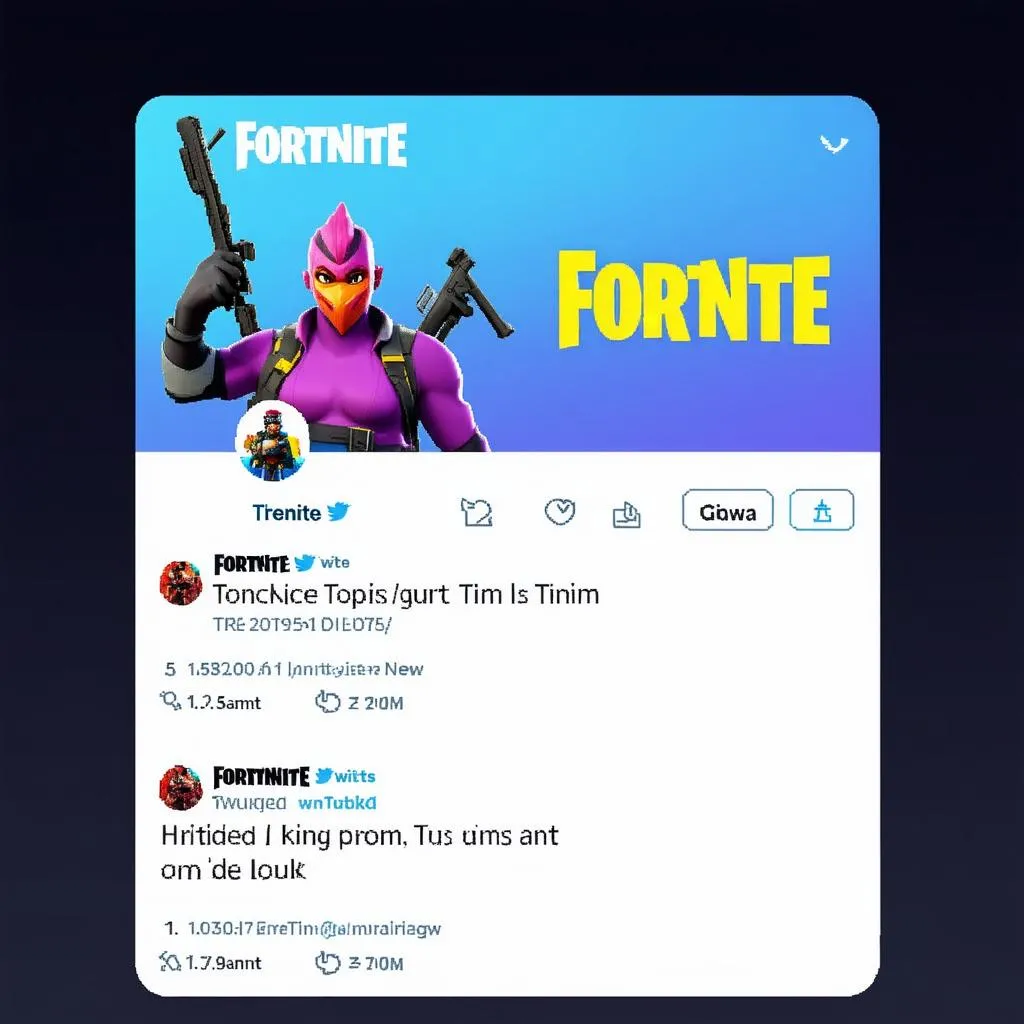 Twitter interface with Fortnite news