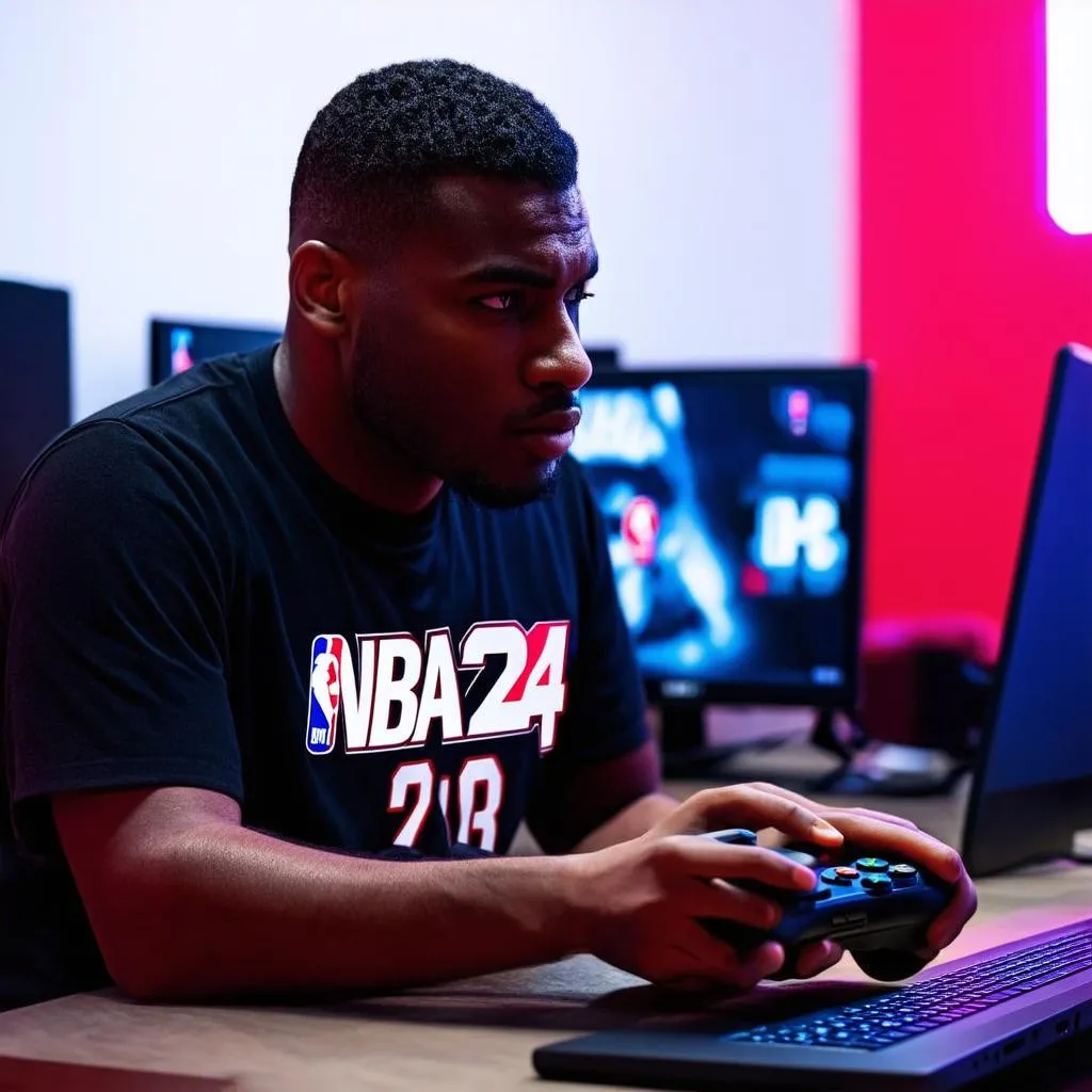 game thủ đang chơi NBA 2K24