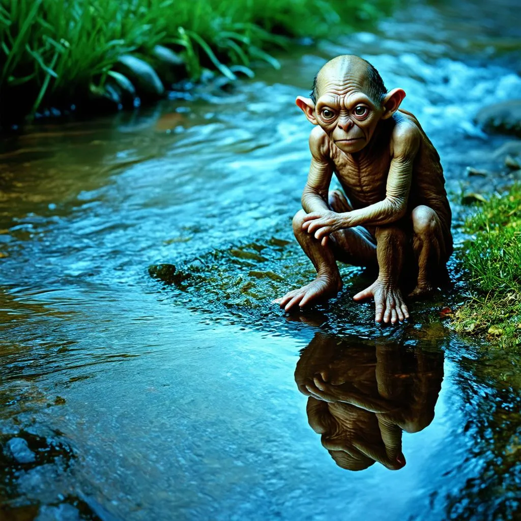 Gollum nhìn dòng sông