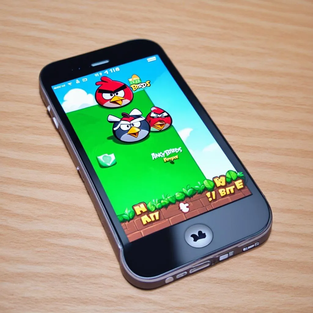 Hình ảnh chiếc iPhone 4 đang chơi game Angry Birds