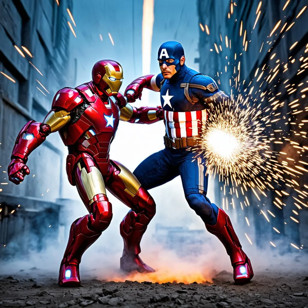 Iron Man Và Captain America Chiến Đấu