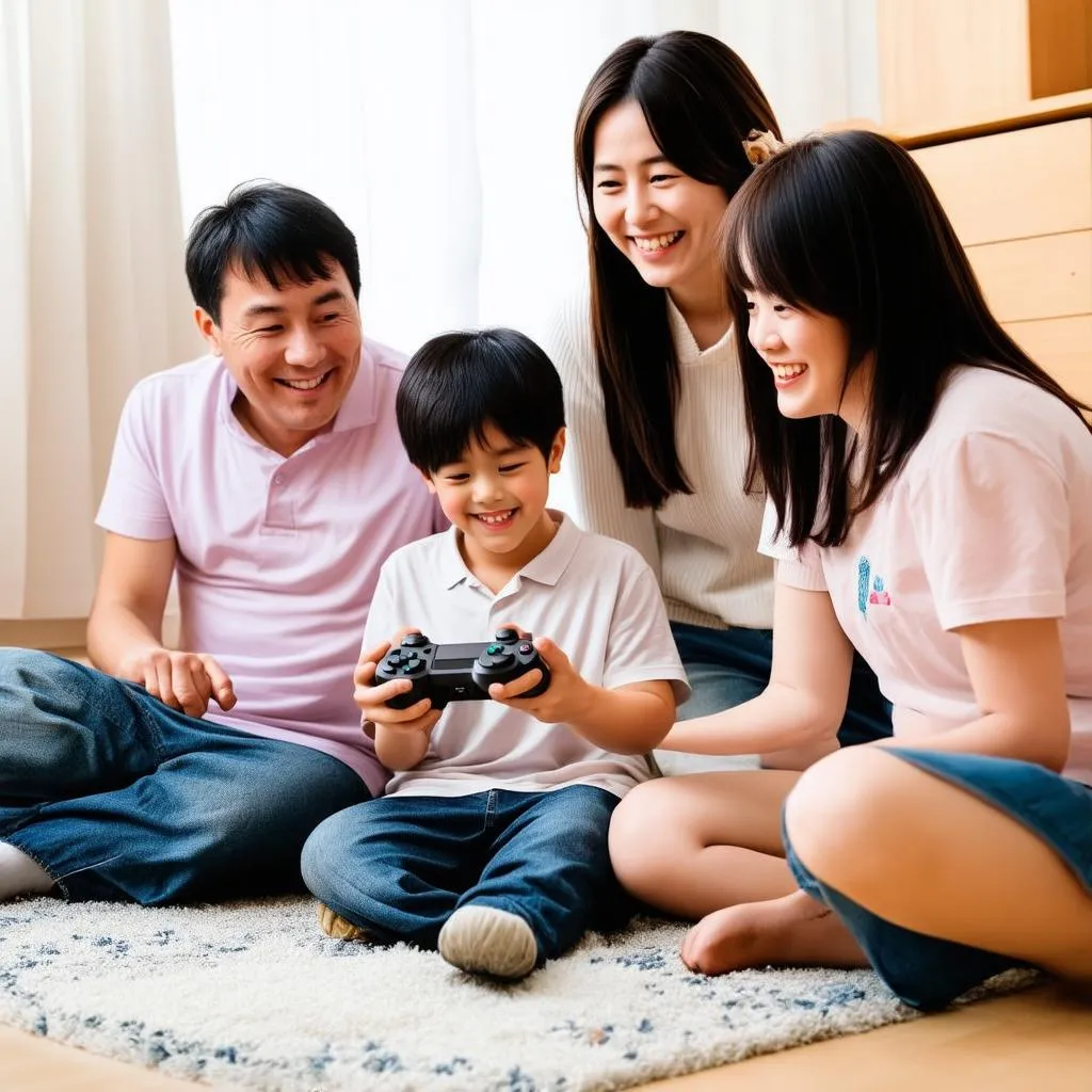 Japanese game mom and son, family fun