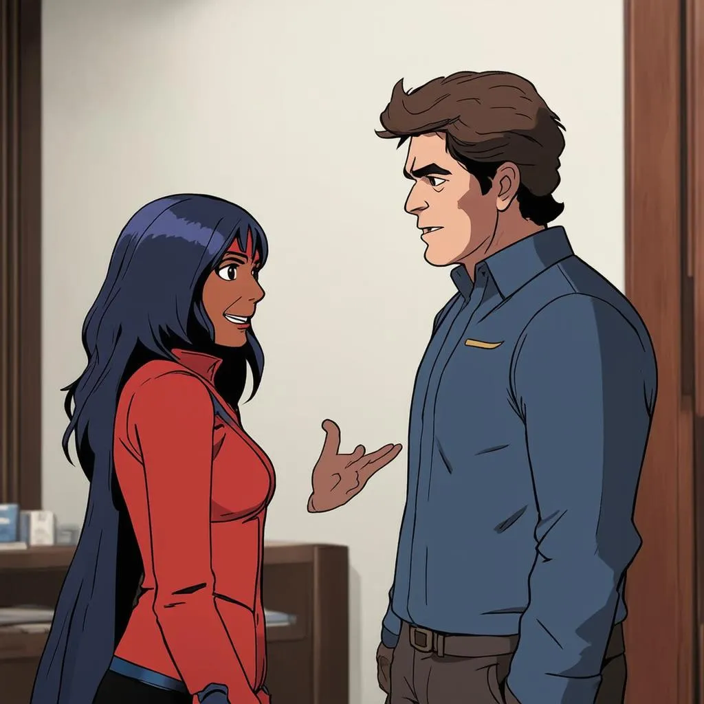 Kamala Khan và Bruce Banner đang trò chuyện