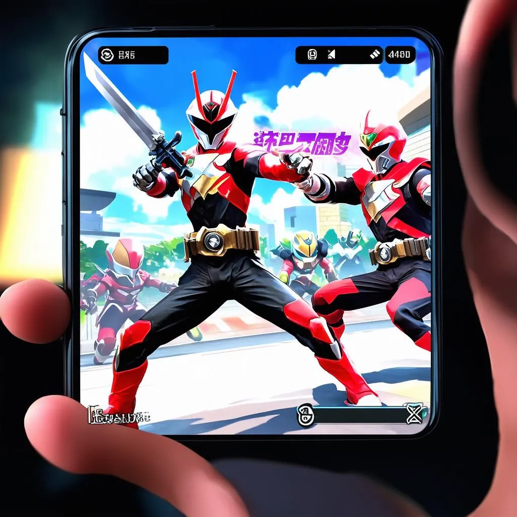 Gameplay of a Kamen Rider mobile game